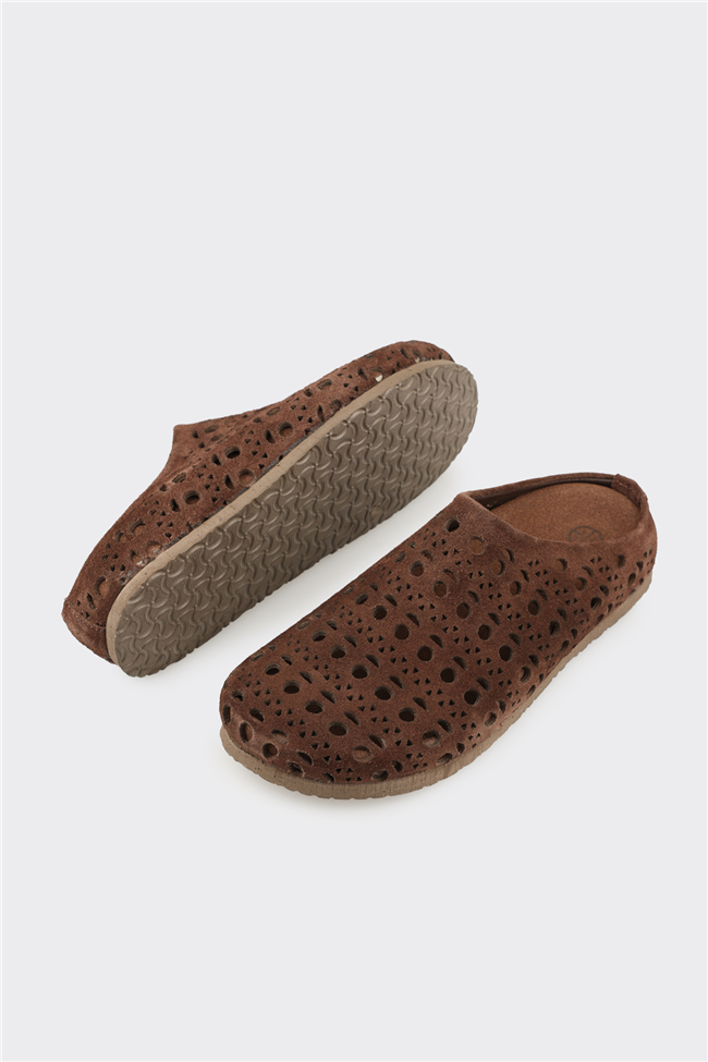 Kahve Deri Kadın Terlik