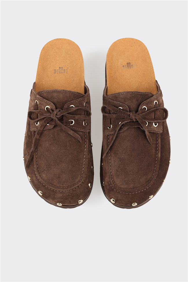 Kahve Deri Kadın Terlik