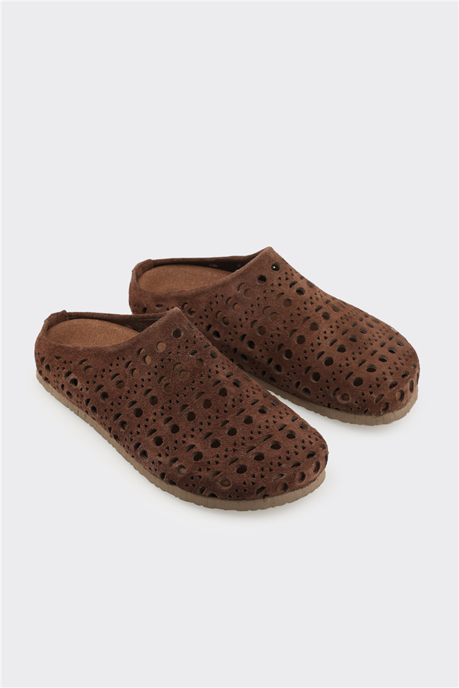 Kahve Deri Kadın Terlik