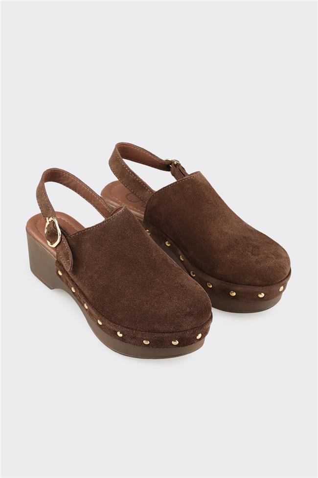 Kahve Deri Kadın Terlik