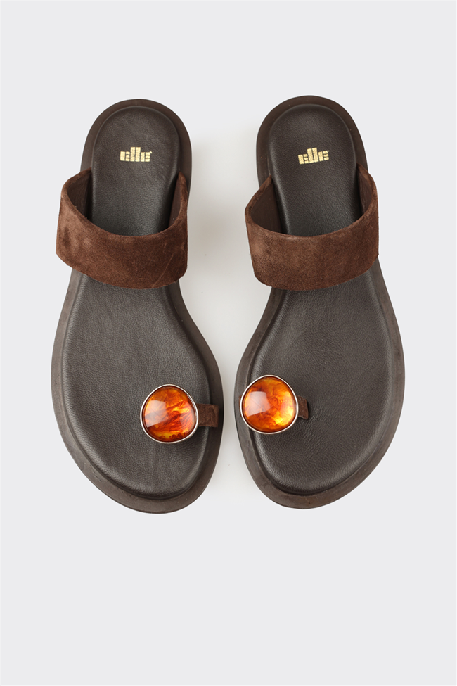 Kahve Deri Kadın Terlik