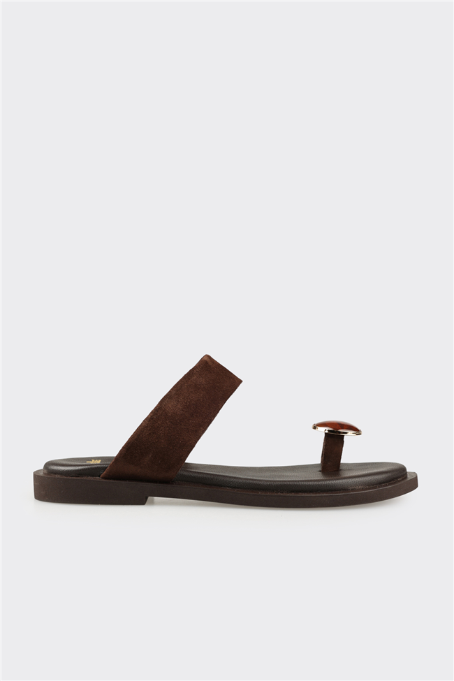 Kahve Deri Kadın Terlik