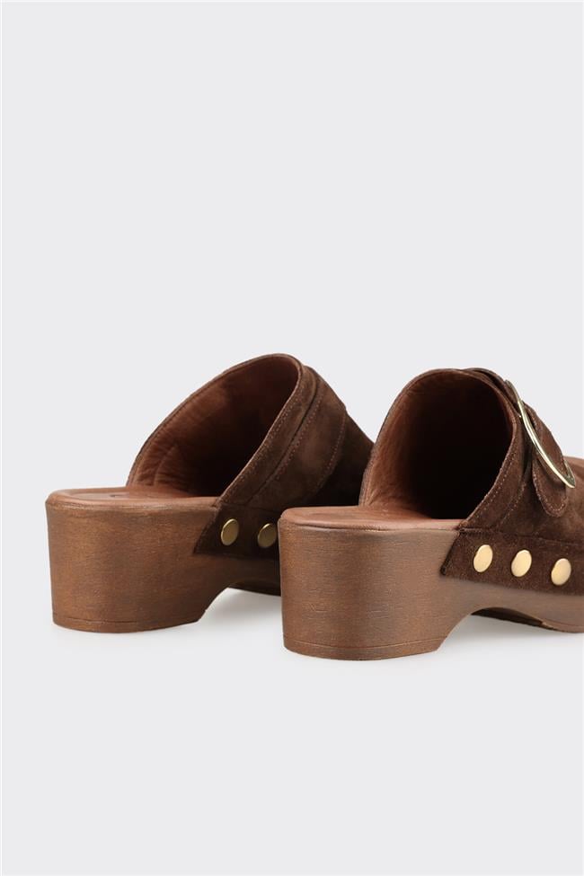 Kahve Deri Kadın Terlik