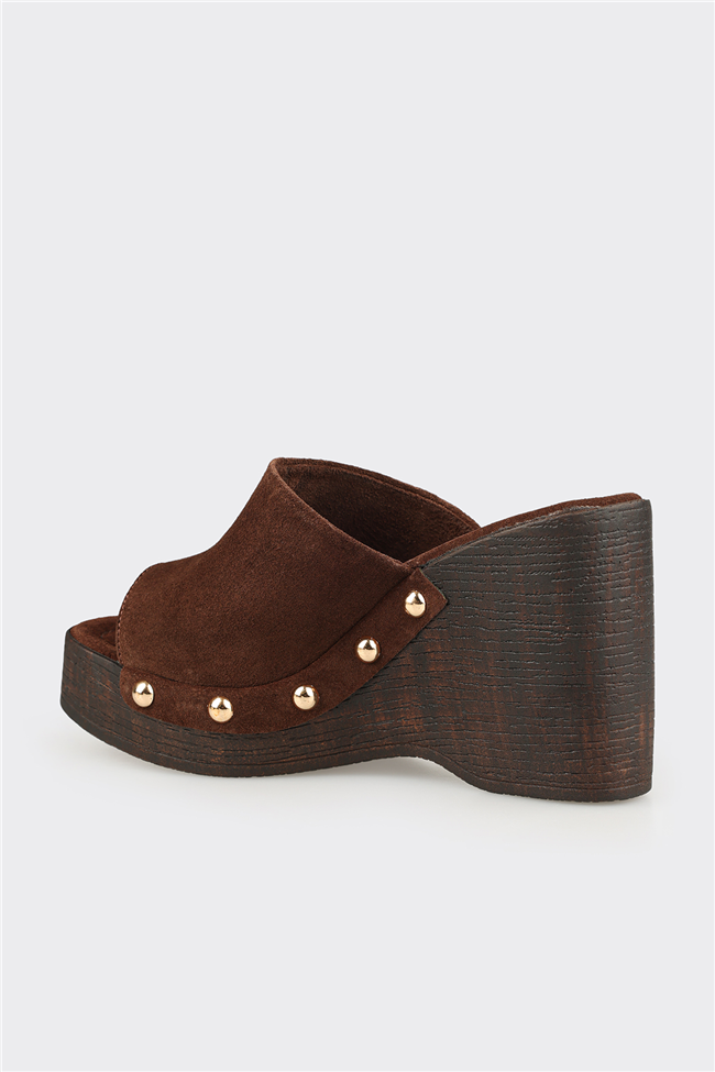 Kahve Deri Kadın Terlik