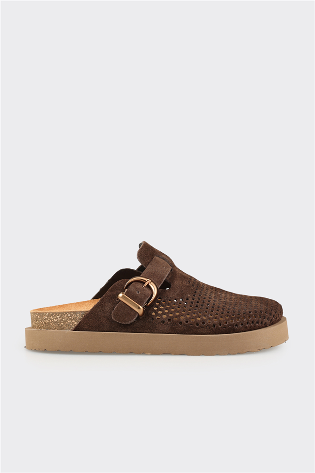 Kahve Deri Kadın Terlik