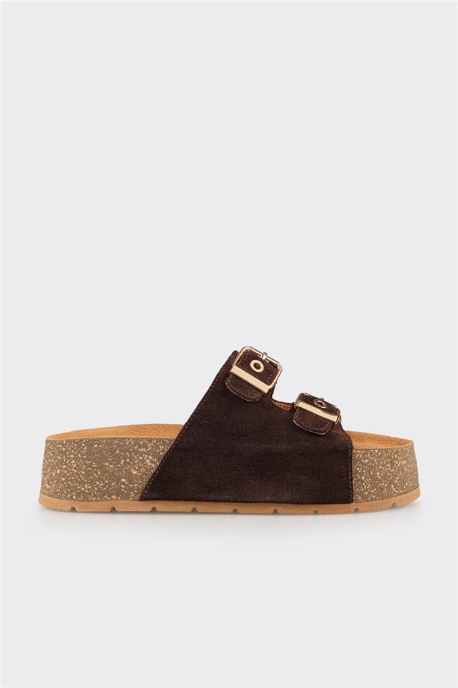 Kahve Deri Kadın Terlik