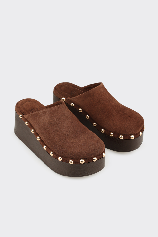 Kahve Deri Kadın Terlik