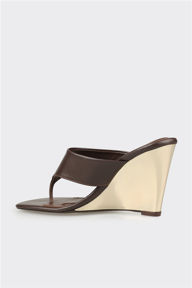 Kahve Deri Kadın Terlik