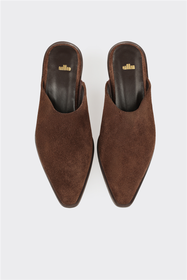 Kahve Deri Kadın Terlik