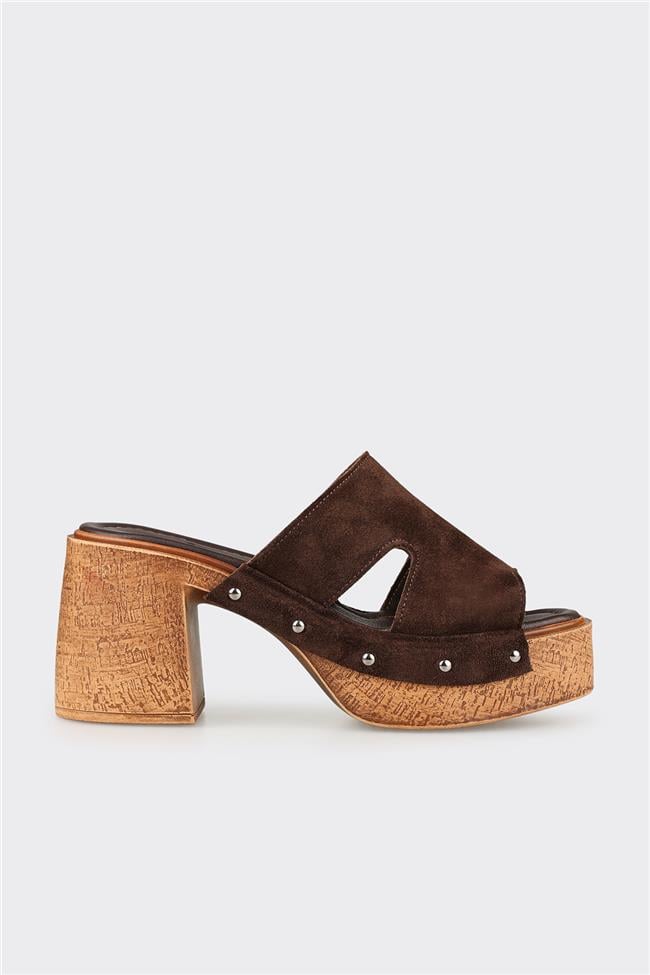 Kahve Deri Kadın Terlik