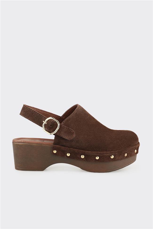 Kahve Deri Kadın Terlik