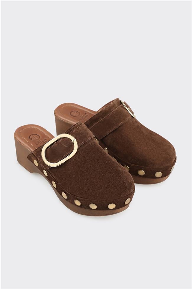 Kahve Deri Kadın Terlik