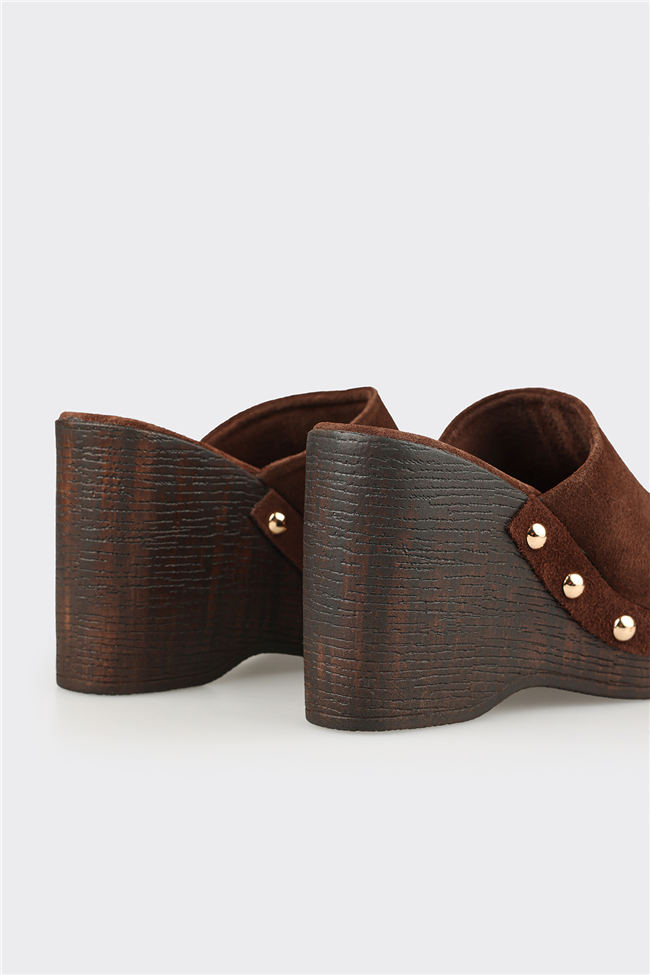 Kahve Deri Kadın Terlik