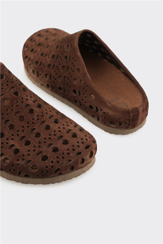 Kahve Deri Kadın Terlik