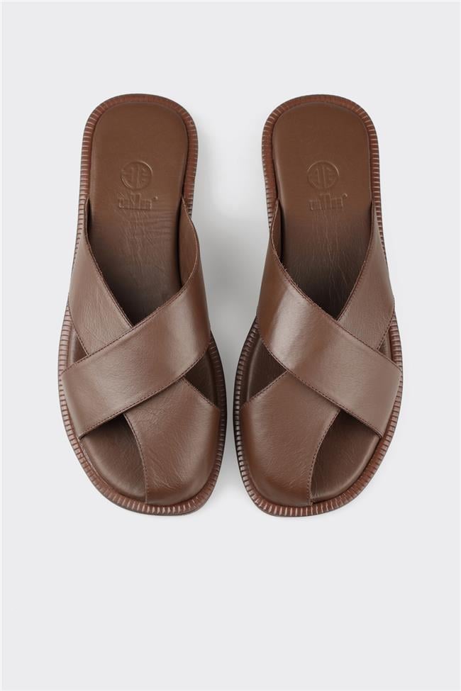 Kahve Deri Kadın Terlik