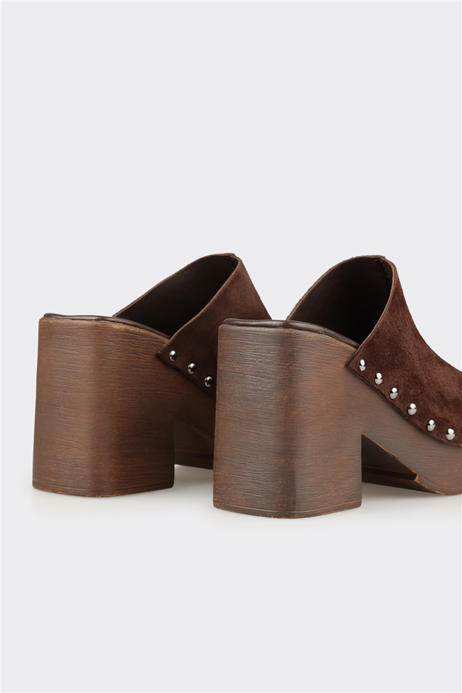 Kahve Deri Kadın Terlik