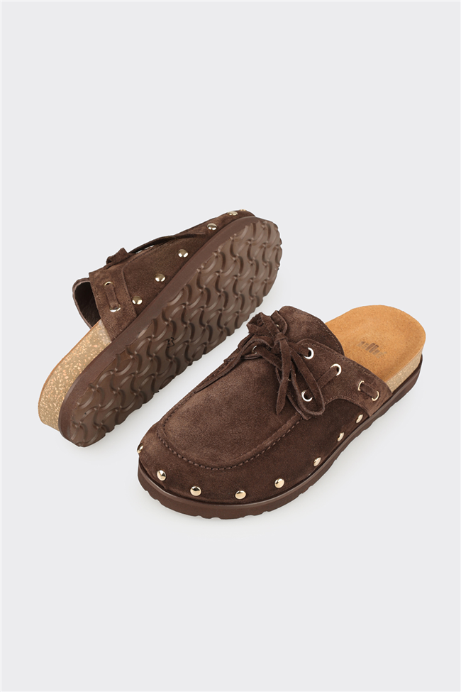 Kahve Deri Kadın Terlik