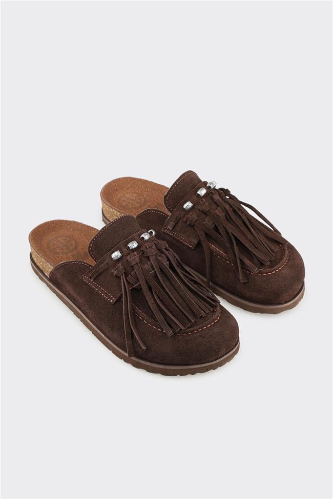 Kahve Deri Kadın Terlik