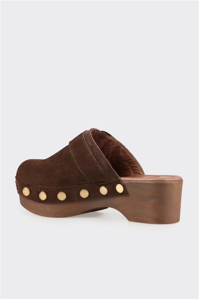 Kahve Deri Kadın Terlik