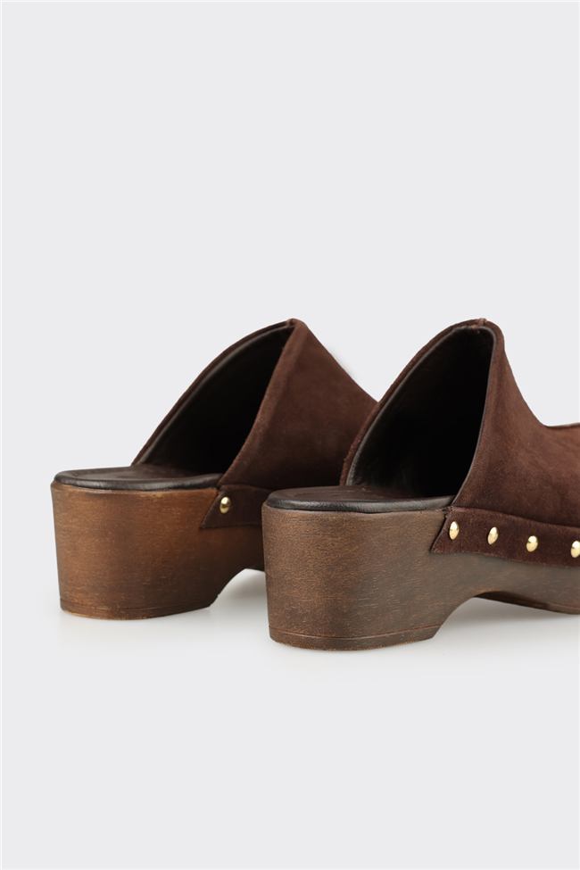 Kahve Deri Kadın Terlik