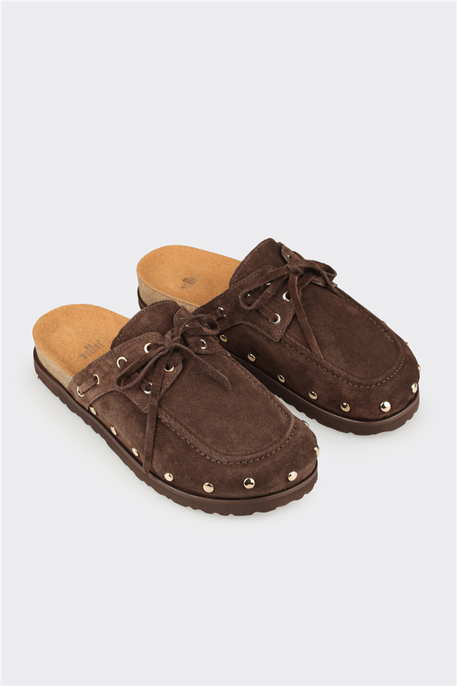 Kahve Deri Kadın Terlik