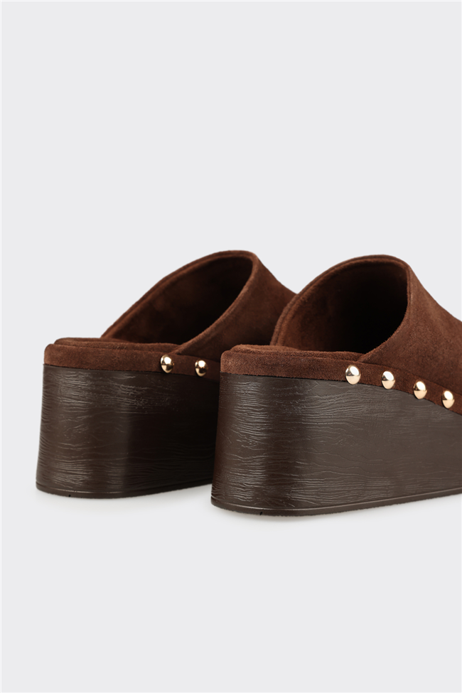 Kahve Deri Kadın Terlik