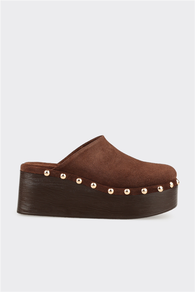 Kahve Deri Kadın Terlik