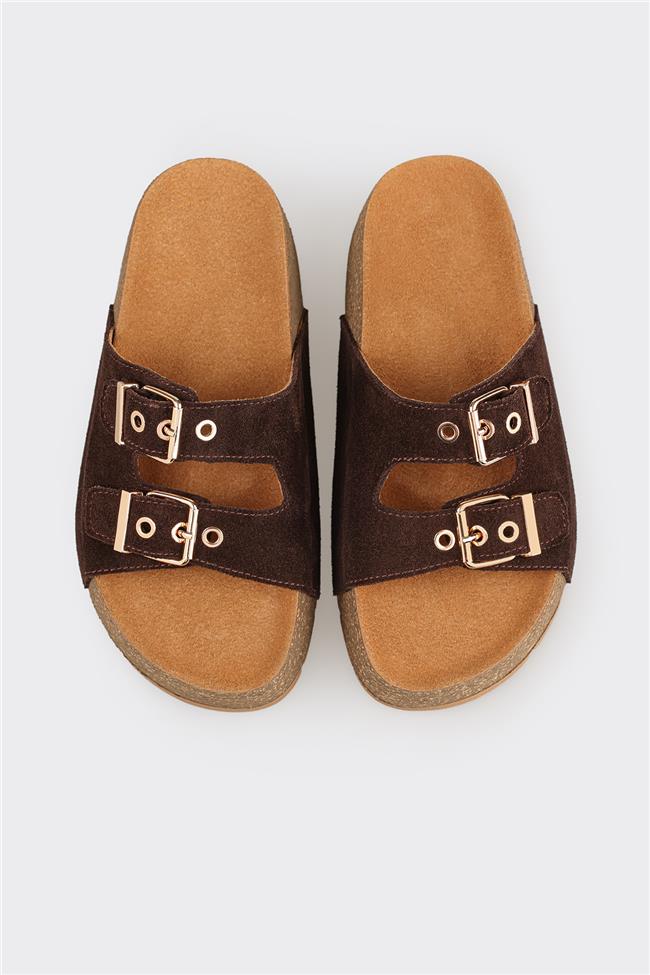 Kahve Deri Kadın Terlik