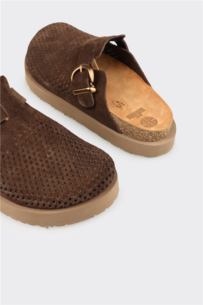 Kahve Deri Kadın Terlik