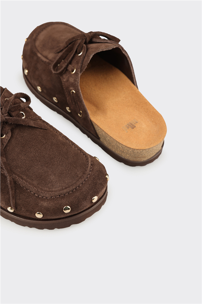 Kahve Deri Kadın Terlik