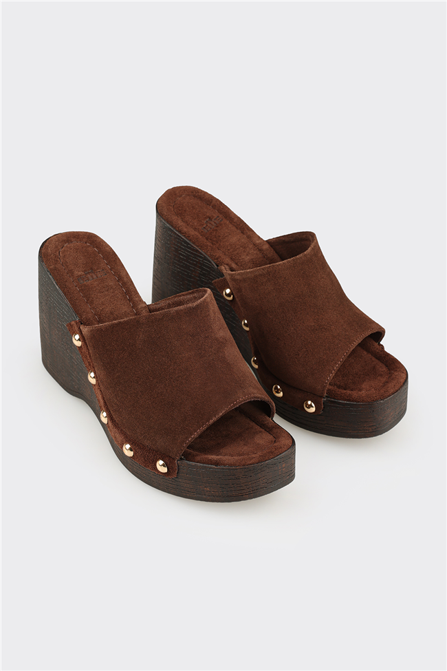 Kahve Deri Kadın Terlik