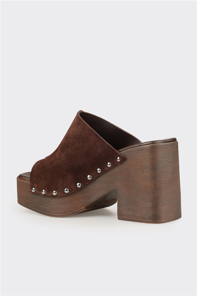 Kahve Deri Kadın Terlik