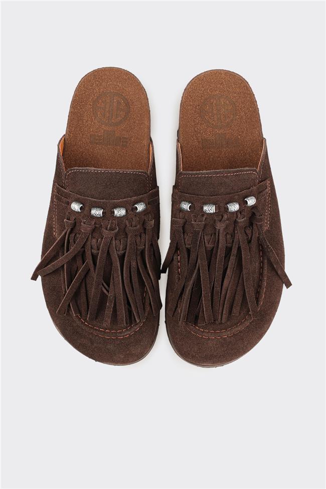 Kahve Deri Kadın Terlik