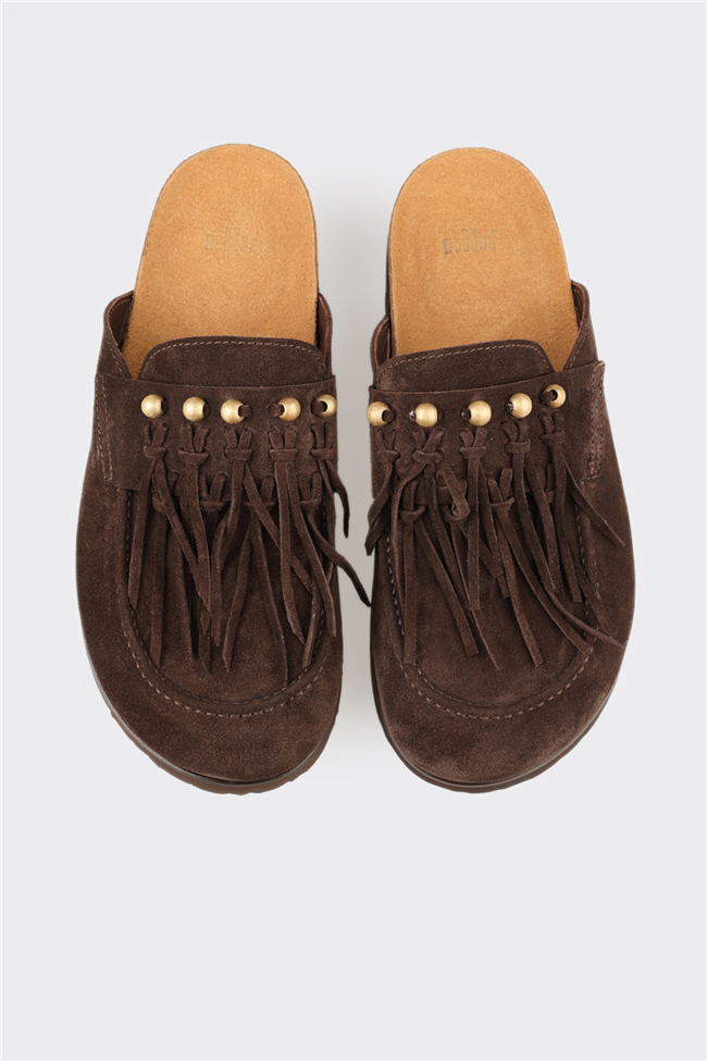 Kahve Deri Kadın Terlik