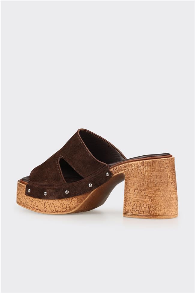 Kahve Deri Kadın Terlik