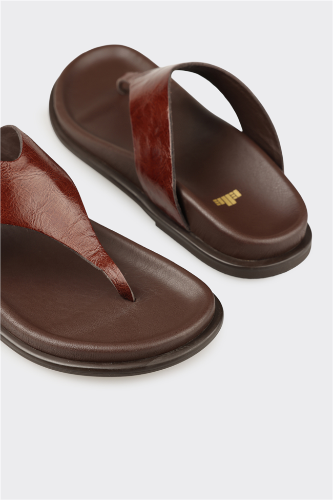 Kahve Deri Kadın Terlik