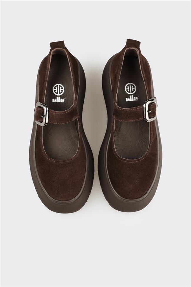 Kahve Deri Kadın Topuklu Ayakkabı