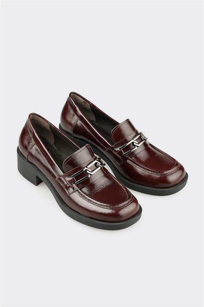 Kahve Deri Kadın Topuklu Ayakkabı