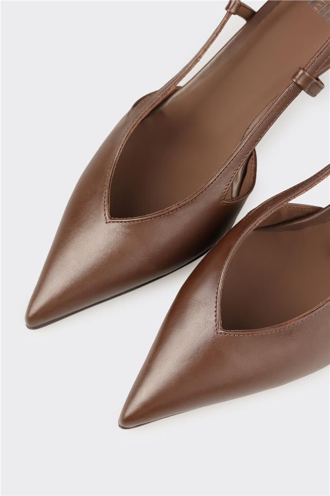 Kahve Deri Kadın Topuklu Ayakkabı