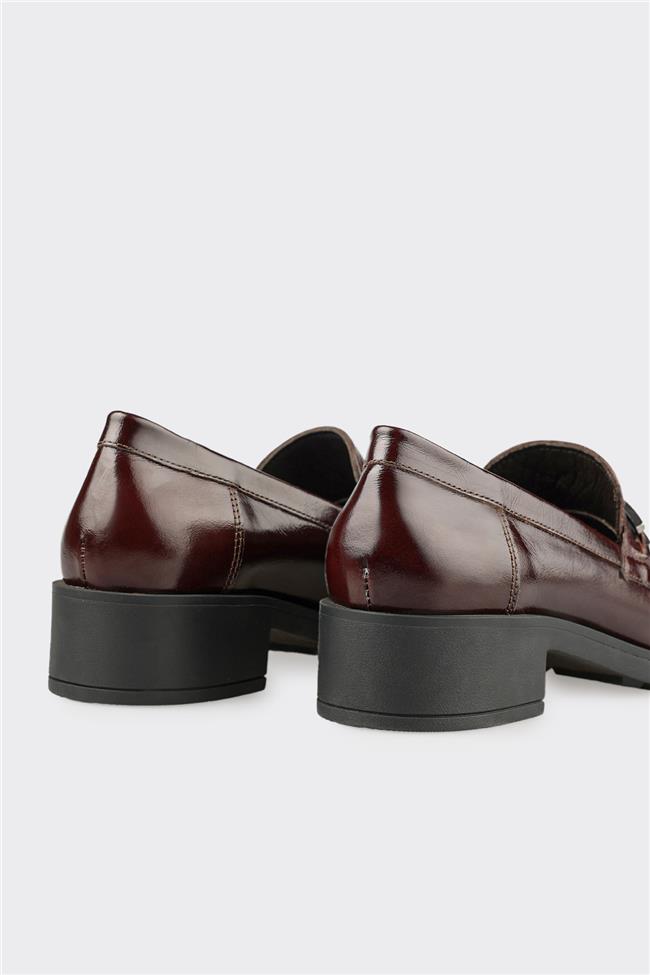 Kahve Deri Kadın Topuklu Ayakkabı