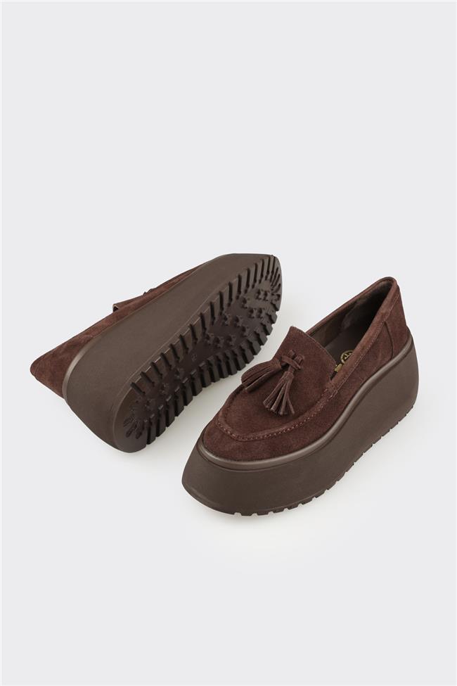 Kahve Deri Kadın Topuklu Ayakkabı