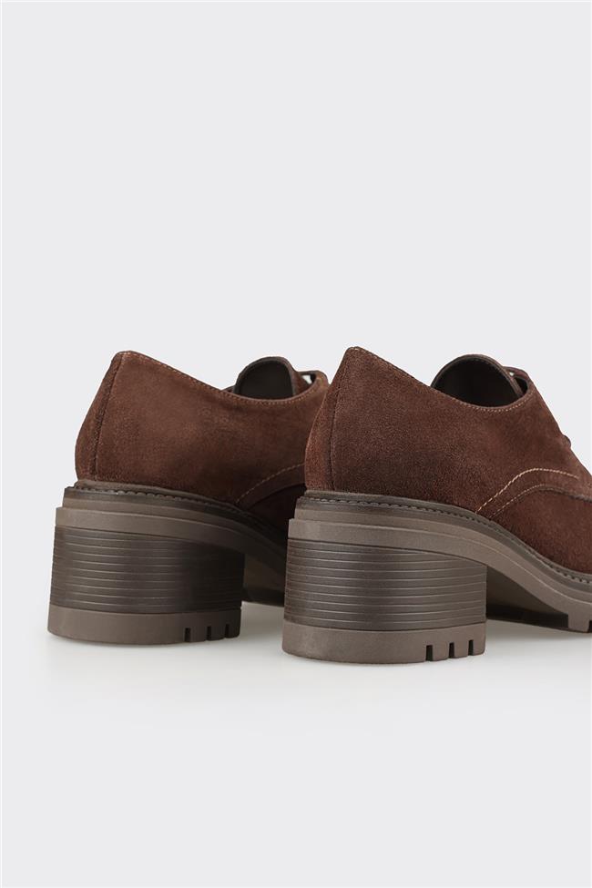 Kahve Deri Kadın Topuklu Ayakkabı