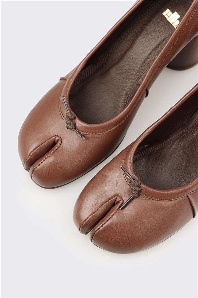 Kahve Deri Kadın Topuklu Ayakkabı