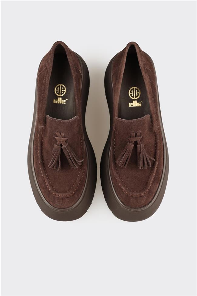 Kahve Deri Kadın Topuklu Ayakkabı