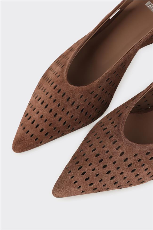 Kahve Deri Kadın Topuklu Ayakkabı