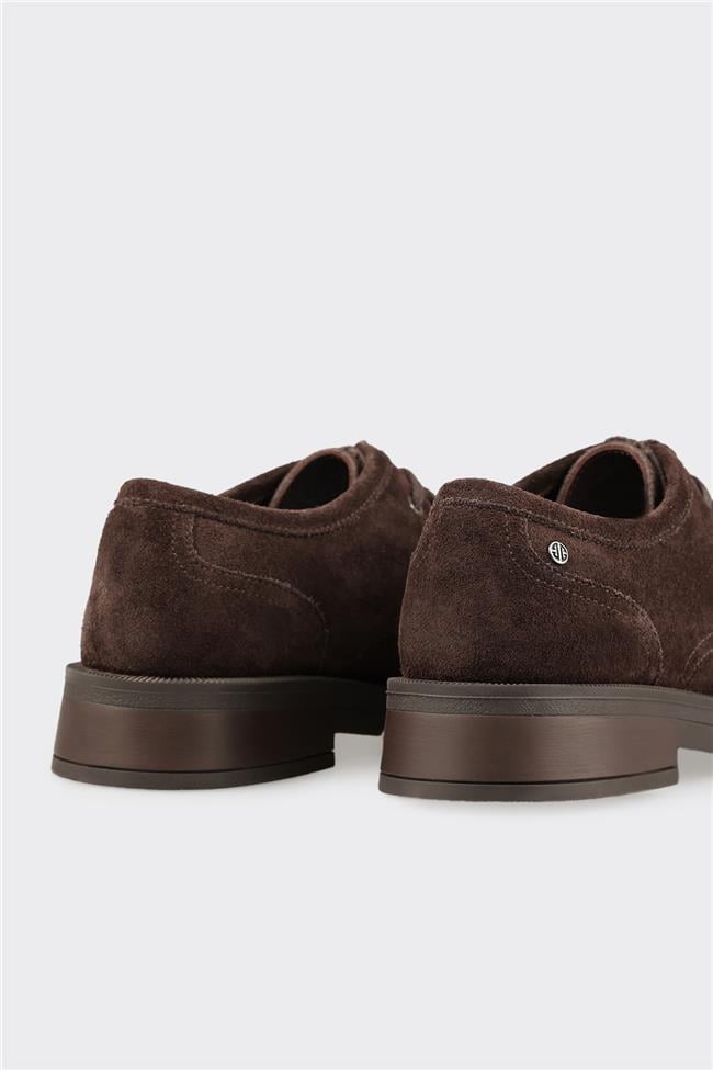 Kahve Deri Kadın Günlük Bağcıklı Ayakkabı