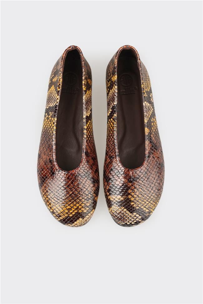 Kahve Hayvan Desenli Deri Kadın Günlük Ayakkabı