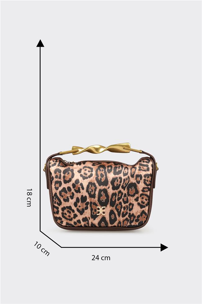 Kahve Hayvan Desenli Kadın Çapraz Çanta