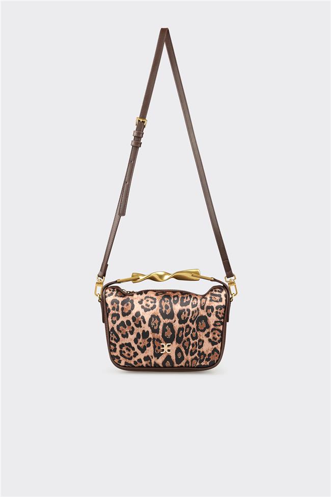 Kahve Hayvan Desenli Kadın Çapraz Çanta