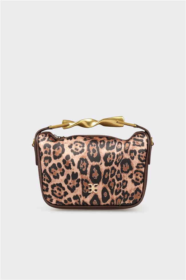 Kahve Hayvan Desenli Kadın Çapraz Çanta